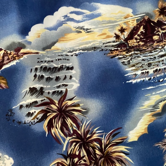 Hilo Hattie Hawaii Aloha Guitar Rayon Shirt, sz L - Picture 8 of 10